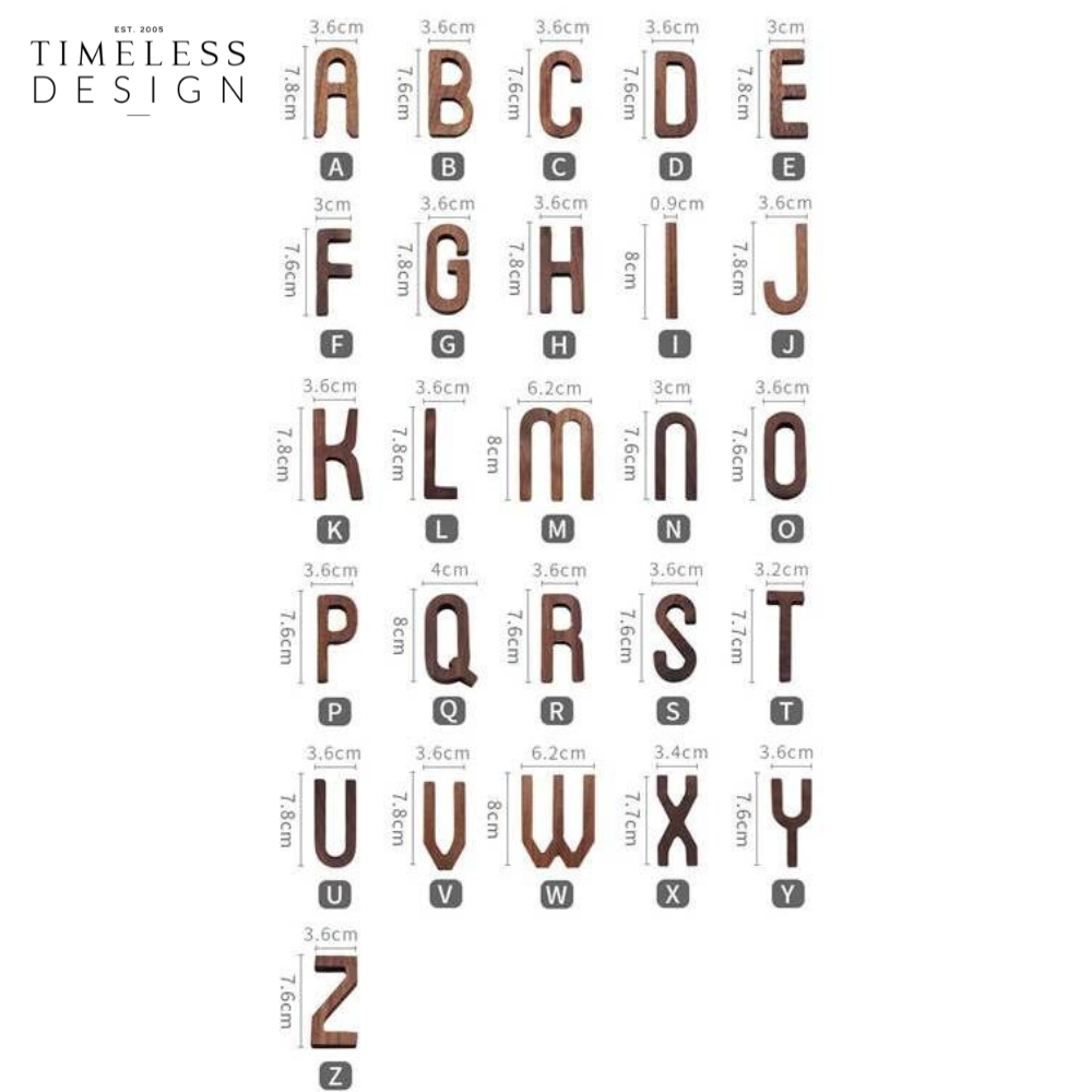 Walnut Wood Alphabet (A-Z)
