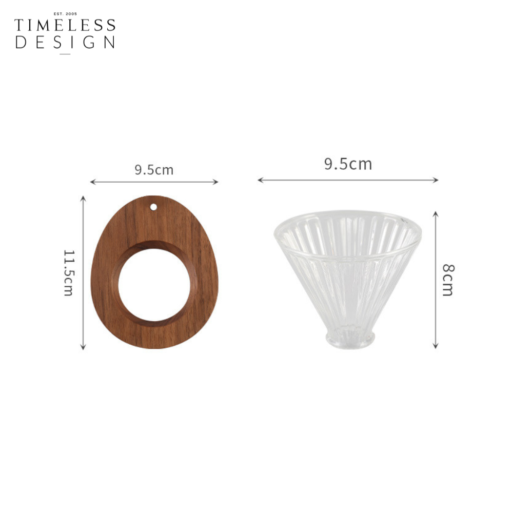 Ida Glass Coffee Dripper with Wooden Holder (Set)