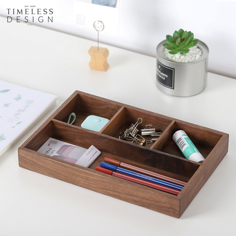 Ally Walnut Desktop Storage Tray
