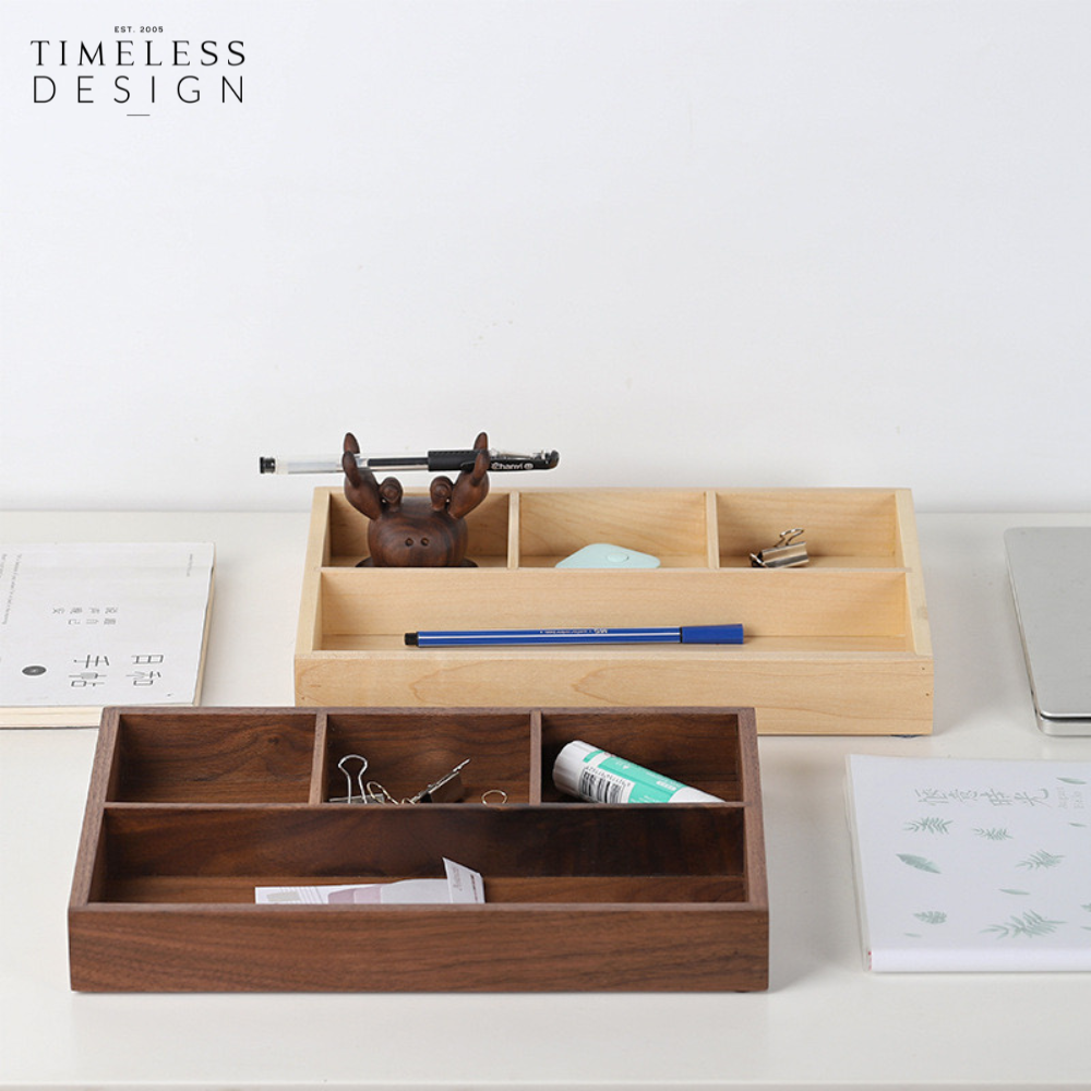Ally Walnut Desktop Storage Tray