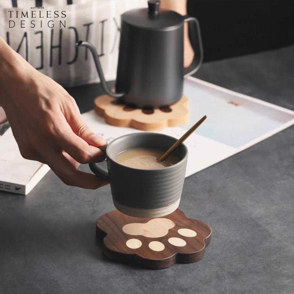 Ashi Cat Paw Wood Coaster