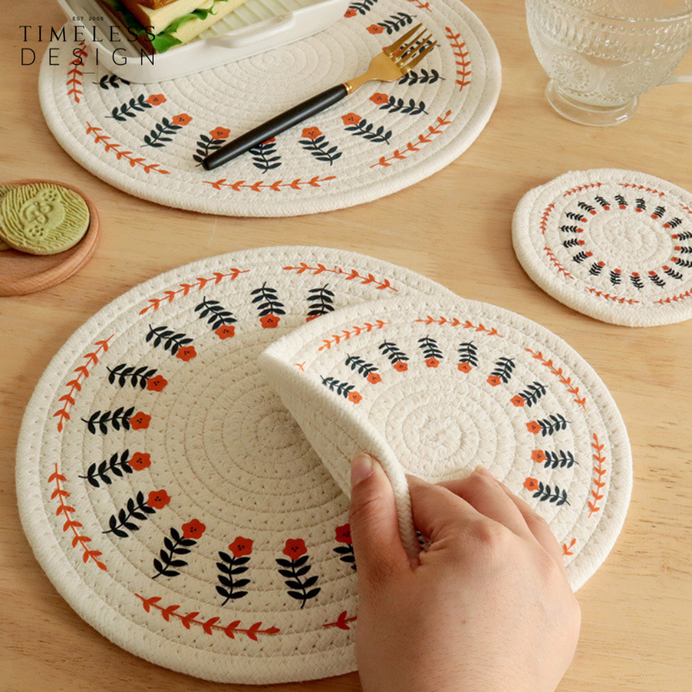 Beyza Round Woven Heat Resistant Coasters