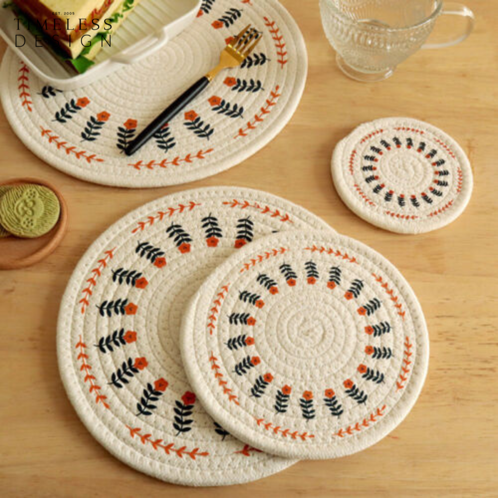 Beyza Round Woven Heat Resistant Coasters
