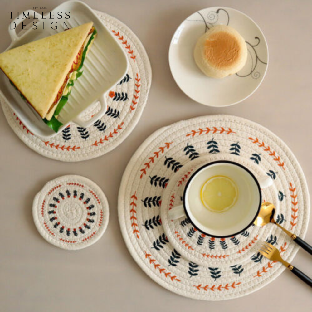 Beyza Round Woven Heat Resistant Coasters