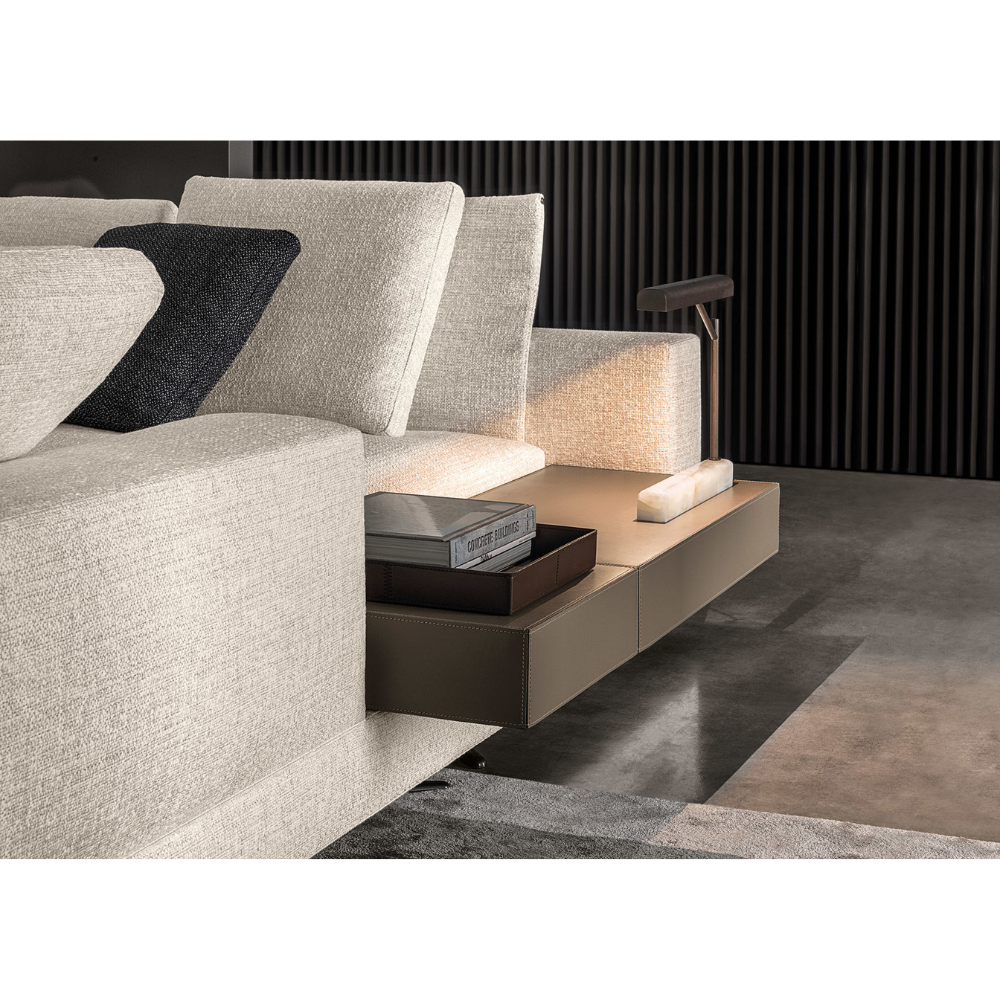 White L Shape Sofa With Side Table (L330)