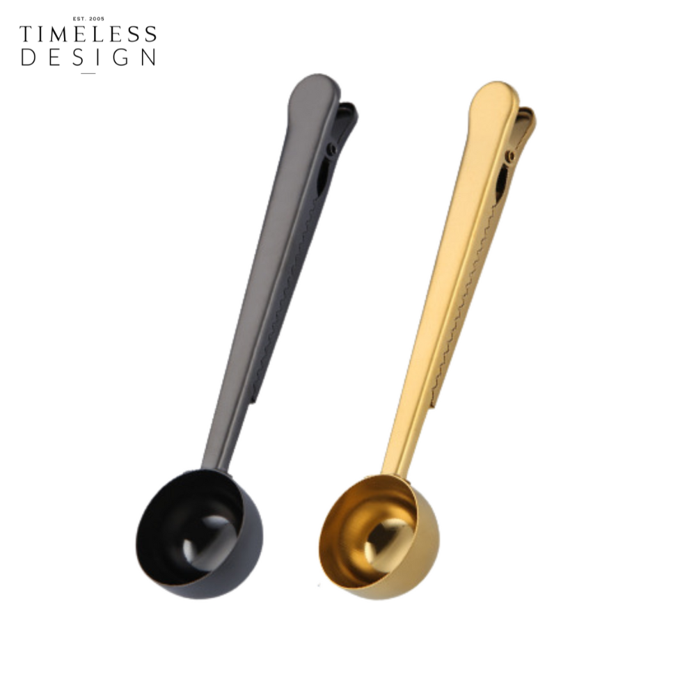 Black and Gold Femja Stainless steel Coffee Scoop Bag Clip