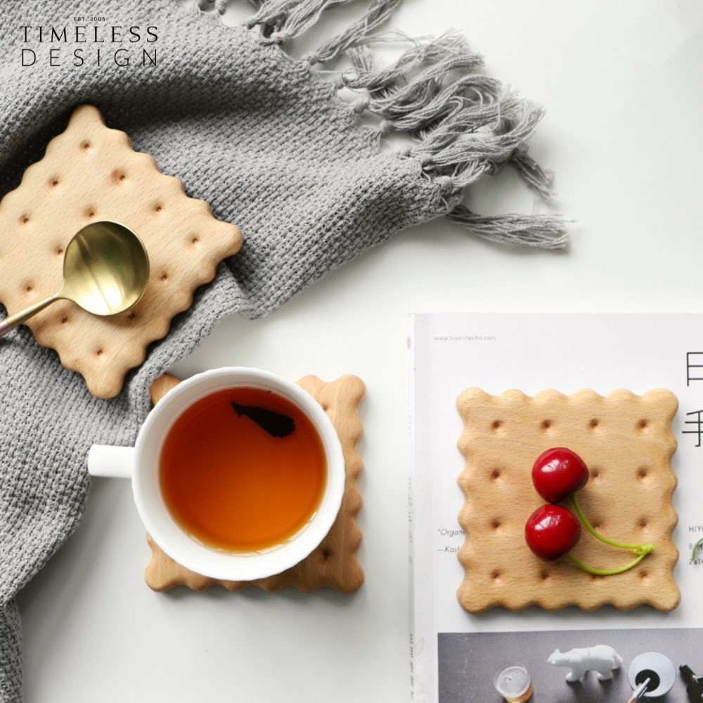 Ally Round Biscuit Wood Coaster