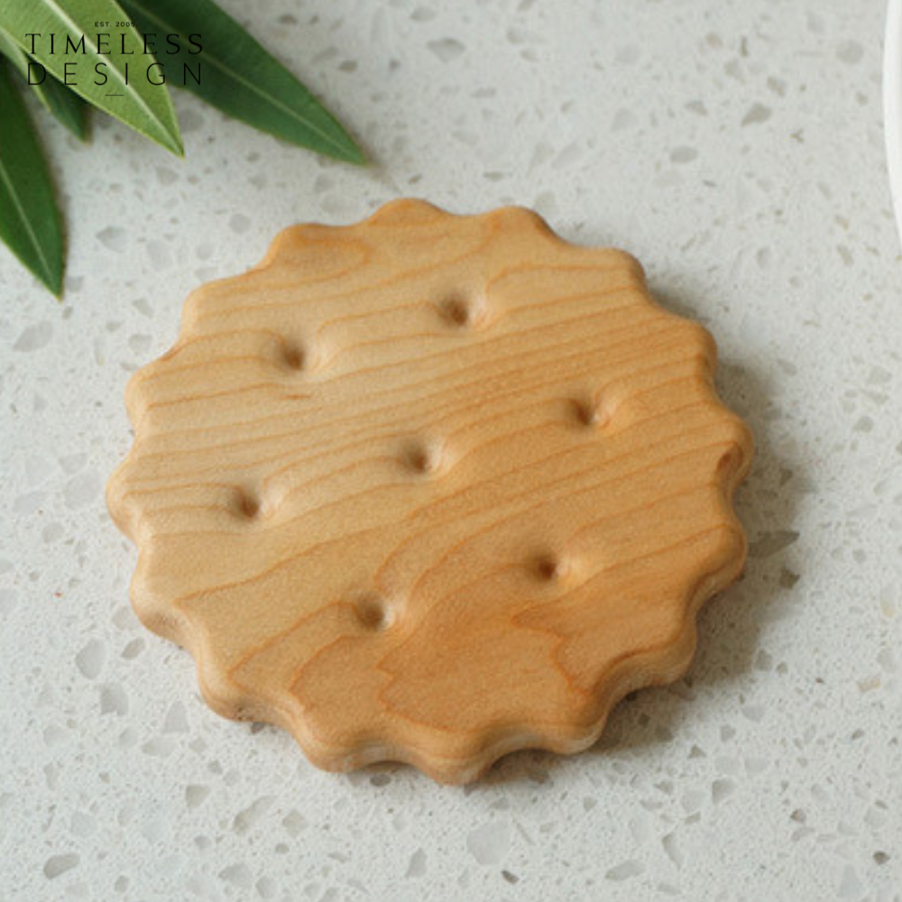 Ally Round Biscuit Wood Coaster
