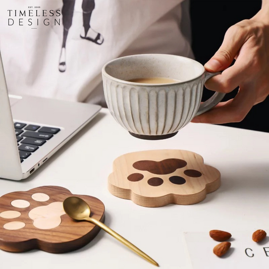 Ashi Cat Paw Wood Coaster