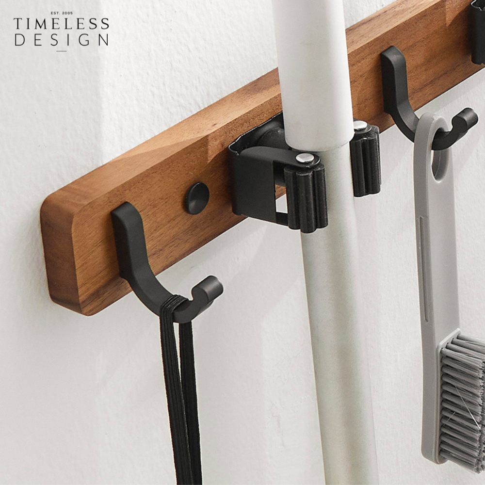Elias Mop and Broom Holder Wall Mounted Organizer