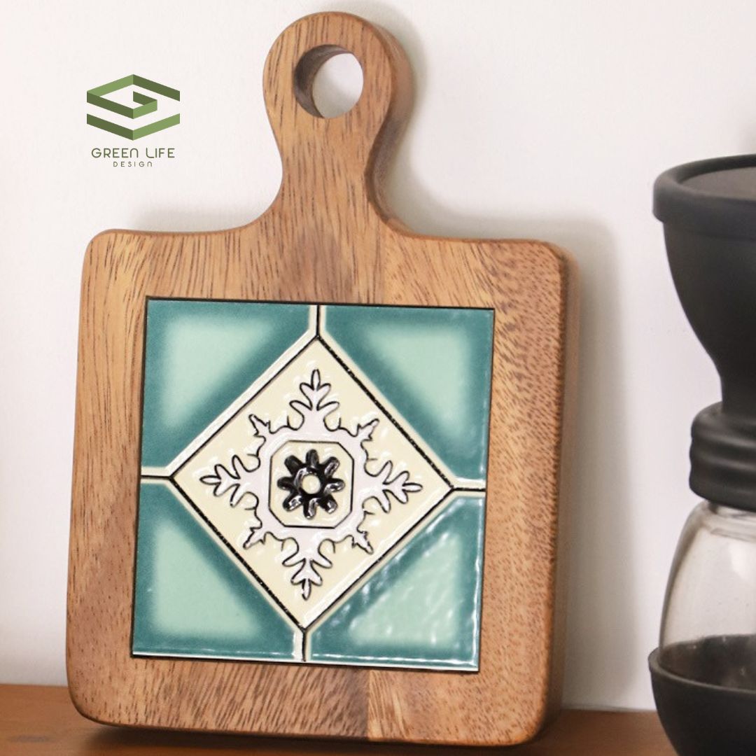 Otis Retro Acacia Wood Tile Heat Resistant Pot Coaster
