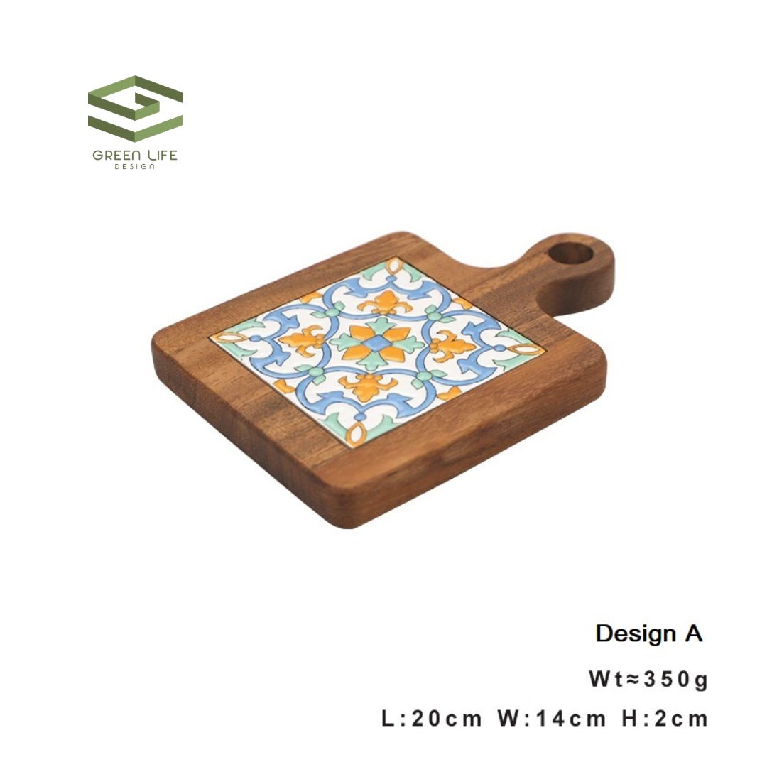 Otis Retro Acacia Wood Tile Heat Resistant Pot Coaster