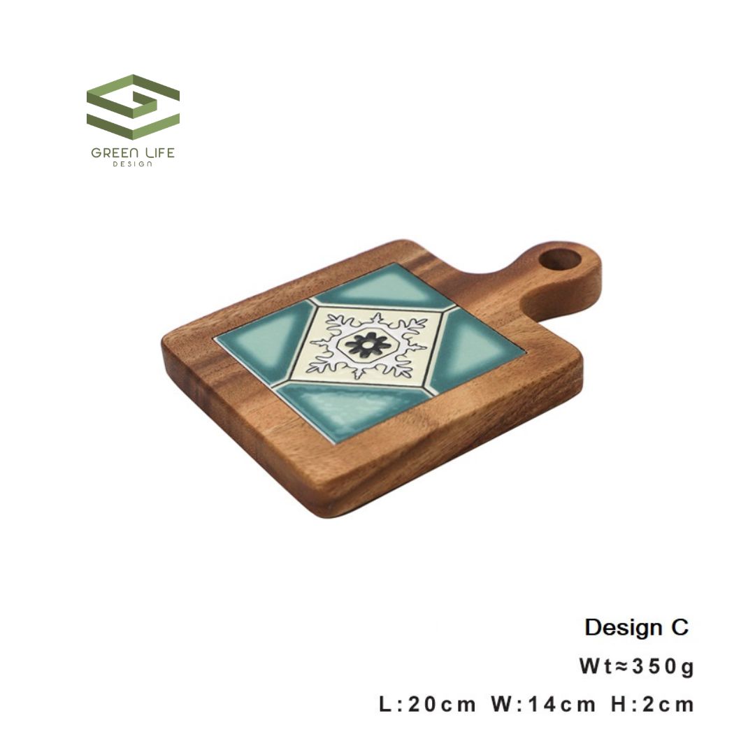 Otis Retro Acacia Wood Tile Heat Resistant Pot Coaster