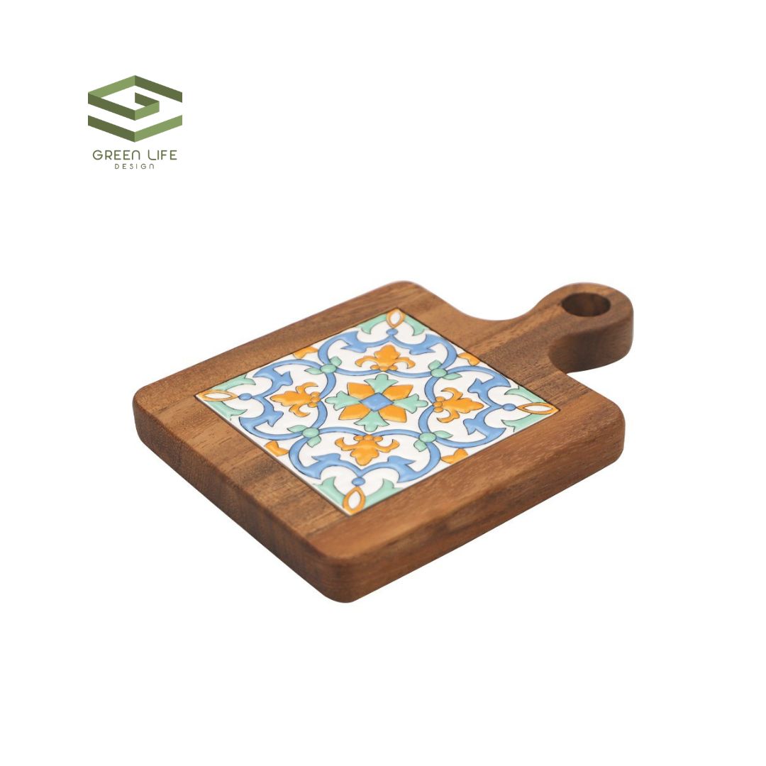 Otis Retro Acacia Wood Tile Heat Resistant Pot Coaster